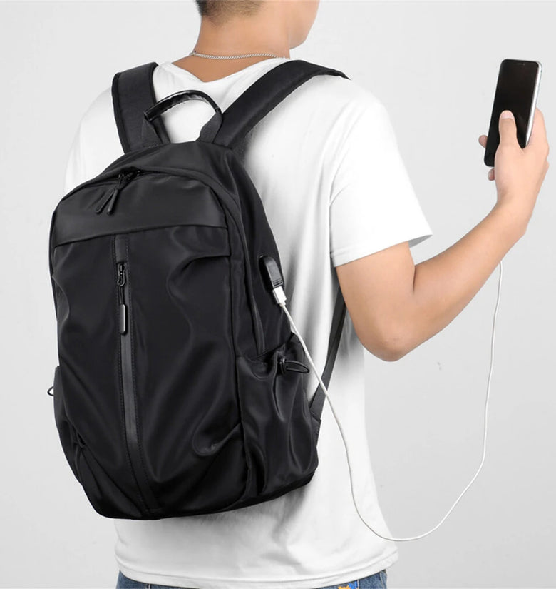 19'' Portable Waterproof Men's Backpack with USB Port Lightweight Large Capacity Outdoor Travel Bag Casual Student Backpack