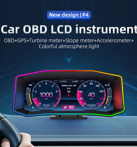 weiyin P4 Car OBD LCD Instrument Display 6.2Inch 18:9 HD Screen GPS Accelerometer Atmosphere Light Car Dashboard Monitor