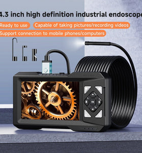 Industrial Endoscope ES01 4.3 Inch Screen 5M 1080P HD IP67 Waterproof Video Inspection Camera Cable Rechargeable Battery