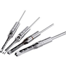 4PCS 6.35/7.94/9.5/12.7mm Woodworking Square Hole Drill Bit Mortising Chisel