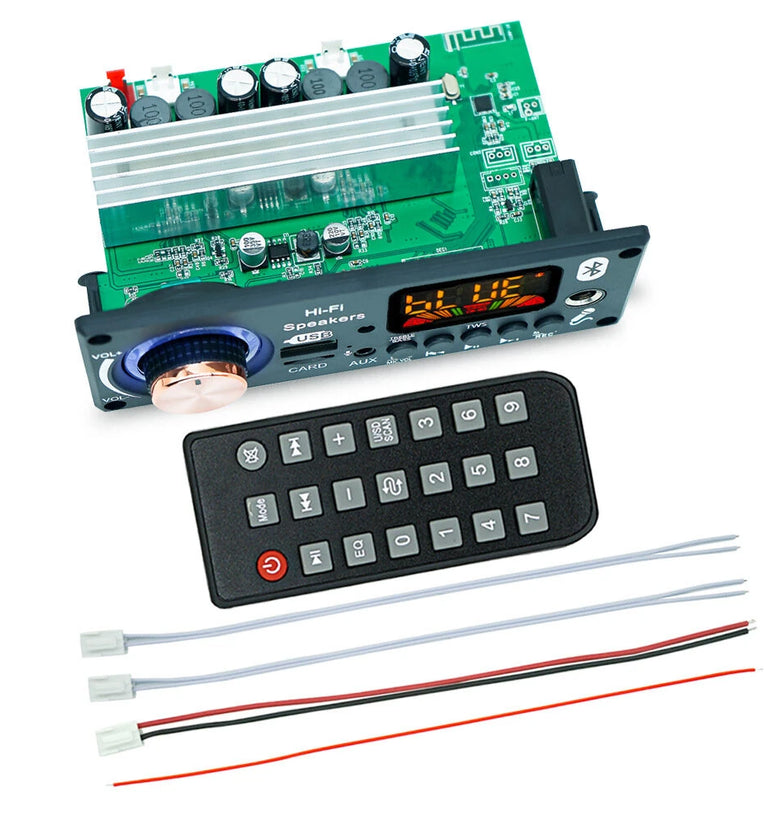 D186BT TPA3116 100W+100W Stereo Bluetooth MP3 Audio Decoder Amplifier Board with Recording Treble Bass Controls