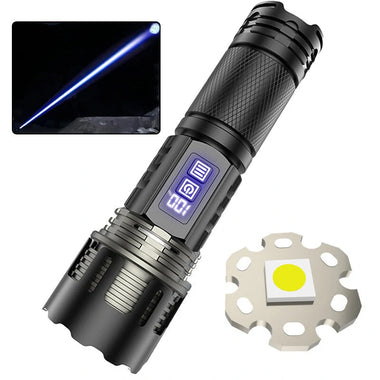 30W LED Powerful Long-Range Flashlight with Multi-Function Zoomable Digital Battery Display Torch
