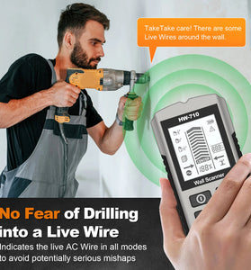 New 6-in-1 HW-710 Wall Scanner Stud Finder Handheld Sensor with LCD Display Metal and AC Wire Detection