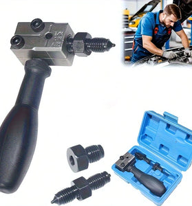 Universal Brake Line Flaring Tool Kit Steel 3/16 Inch Double-Sided Flare Tool 45 Degree Automotive Brake Line Repair Precision Crimping Tool Portable
