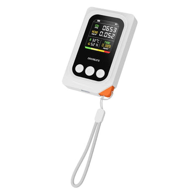DOCREATE CD52 5-in-1 Portable Air Quality Monitor Real Time CO2 Formaldehyde TVOC Temperature Humidity Detector with Audio Alarm Rechargeable Battery Type-C Charging Air Tester