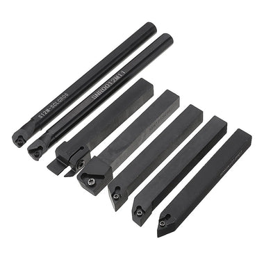 Machifit 7pcs 12mm Shank Lathe Boring Bar Turning Tool Holder Set with Carbide Inserts