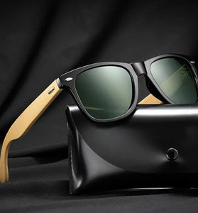 Fashion Bamboo Wood Vintage Square Sunglasses for Men Women Wooden Driving Fishing UV400 Sports Sun Glasses