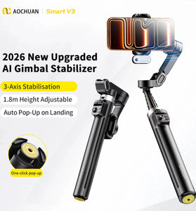 AOCHUAN Smart V3 3-Axis Smartphone Gimbal Stabilizer 360 AI Face Tracking Auto Object Follow Selfie Stick Tripod Vlogging Live Streaming for iPhone Android