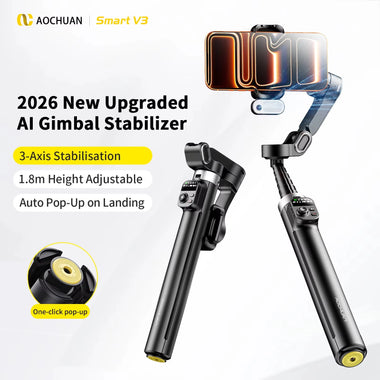 AOCHUAN Smart V3 3-Axis Smartphone Gimbal Stabilizer 360 AI Face Tracking Auto Object Follow Selfie Stick Tripod Vlogging Live Streaming for iPhone Android