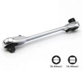 2-in-1 Mini Socket Ratchet Wrench 72-Tooth Dual-Head Design Chrome-Plated Accepts 1/4" Hex Bits Magnetic Power for Tight Spaces