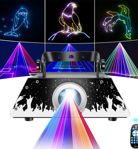 Elfeland RGB Animation Projector Light with Remote Control DMX512 Beam Effect 10m Range 9 Pre-set Patterns DJ Party Stage Disco Light