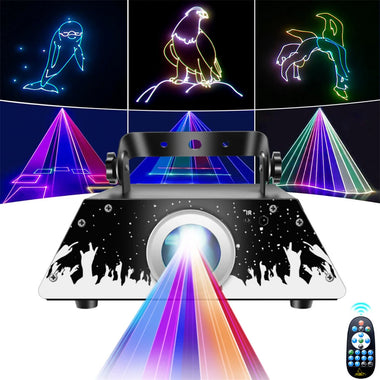 Elfeland RGB Animation Projector Light with Remote Control DMX512 Beam Effect 10m Range 9 Pre-set Patterns DJ Party Stage Disco Light