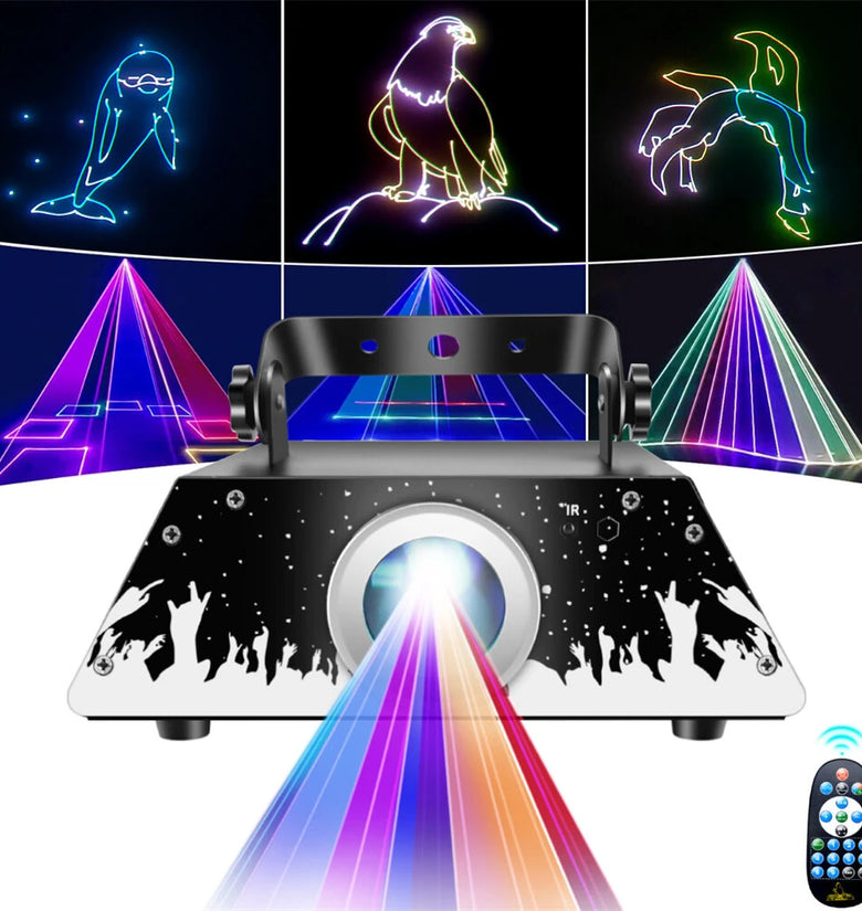 Elfeland RGB Animation Projector Light with Remote Control DMX512 Beam Effect 10m Range 9 Pre-set Patterns DJ Party Stage Disco Light