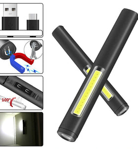 Outdoor Compact and Portable Aluminum Alloy XPE+COB Rechargeable Pen Light Work Lamp Keychain Light
