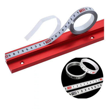 Tape Measure Self Adhesive Carbon Steel Workbench Ruler Fit For Woodworking Miter Fence Left to Right White Positive 1M/2M Length x 10MM Width