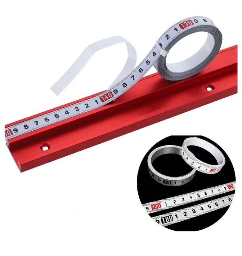 Tape Measure Self Adhesive Carbon Steel Workbench Ruler Fit For Woodworking Miter Fence Left to Right White Positive 1M/2M Length x 10MM Width