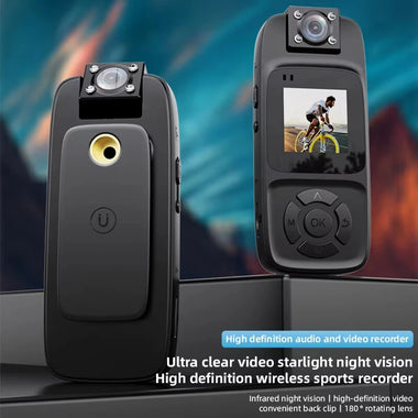 Y10 WiFi Back-clip Mini Sports Camera 4K HD Portable Digital Video Recorder Infrared Night Vision 180 Rotary Lens Police Body Sports Miniature Camcorder