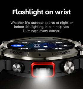 Bakeey 1.45 inch HD Screen Built-in Flashlight bluetooth Call Heart Rate Blood Pressure Blood Oxygen Monitor Breathing Training Sleep Monitoring Multi-sport Modes Music Playback IP67 Waterproof Smart Watch