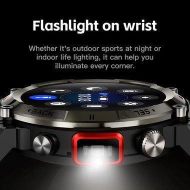 Bakeey 1.45 inch HD Screen Built-in Flashlight bluetooth Call Heart Rate Blood Pressure Blood Oxygen Monitor Breathing Training Sleep Monitoring Multi-sport Modes Music Playback IP67 Waterproof Smart Watch