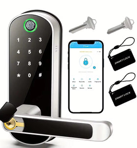 Smart Fingerprint Door Lock App Remote Control Keyless WIFI Digital Touchscreen Lock NFC IP67 Waterproof with 2 IC Cards 2 Keys Support USB Emergency Battery Open the Door
