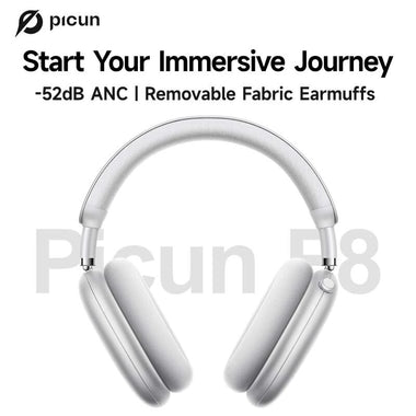 PICUN F8 Pro Wireless bluetooth 5.4 Headset Dual Noise Reduction Headphone ANC ENC Noise Cancelling 40mm Titanium-Plated Diaphragm Speaker AAC Audio 140H Playback Low Delay Removable Earmuffs Headphones with Mic