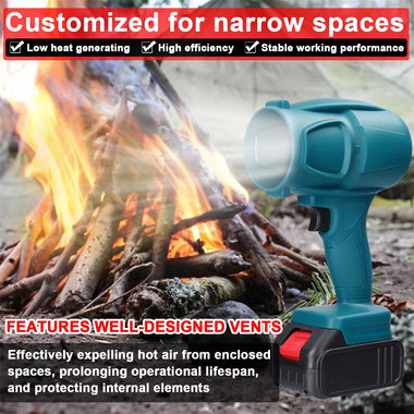 Turbo Fan 1000W Handheld Cordless Fan with Dual Motor Options High-Speed Blowing Power Compatible with 18V Battery for Car Cleaning and Industrial Use
