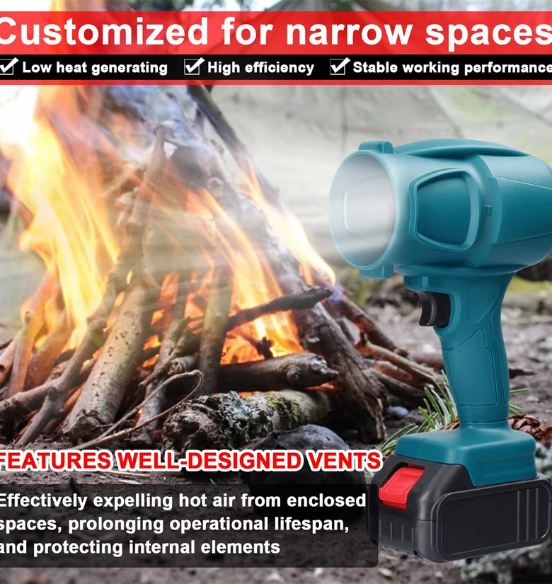 Turbo Fan 1000W Handheld Cordless Fan with Dual Motor Options High-Speed Blowing Power Compatible with 18V Battery for Car Cleaning and Industrial Use
