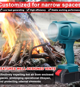 Turbo Fan 1000W Handheld Cordless Fan with Dual Motor Options High-Speed Blowing Power Compatible with 18V Battery for Car Cleaning and Industrial Use