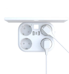 RRTEAVEL HHT105 16A Wall Switch Socket with Tray 4AC+3USB Port Universal Convertion EU Outlet with Controllable Light Home Safety Preferred Socket Plug