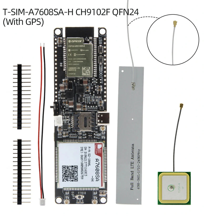 LILYGO T-A7608SA-H T-A7608E-H ESP32 SIM LTE Network Antenna ESP32-WROVER-E Wireless Module WiFi Bluetooth Development Board