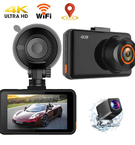 3-Inch Dash Cam Front 4K UHD Rear 1080P 170 Dual-Lens WiFi Driving Recorder HD Dual Recording Car Front Windshield DVR G-Sensor