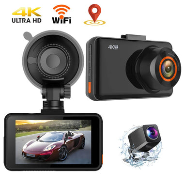 3-Inch Dash Cam Front 4K UHD Rear 1080P 170 Dual-Lens WiFi Driving Recorder HD Dual Recording Car Front Windshield DVR G-Sensor