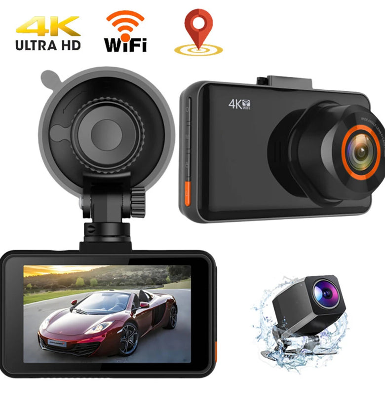 3-Inch Dash Cam Front 4K UHD Rear 1080P 170 Dual-Lens WiFi Driving Recorder HD Dual Recording Car Front Windshield DVR G-Sensor
