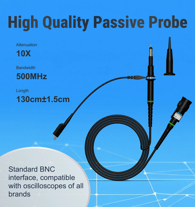 MICSIG MSP510 Oscilloscope Passive Probe 500MHz Bandwidth Universal BNC Interface High Precision Measurements Easy Signal Testing Reliable Performance BNC interface Universal