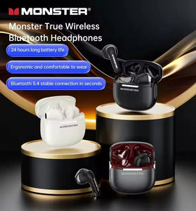 MONSTER GT15 TWS Earbuds Wireless bluetooth 5.4 Earphone 13mm Metal Disphragm Dynamic Spatial Sound HD Calls 24H Playback Low Delay Semi-in-ear Sports Headphones