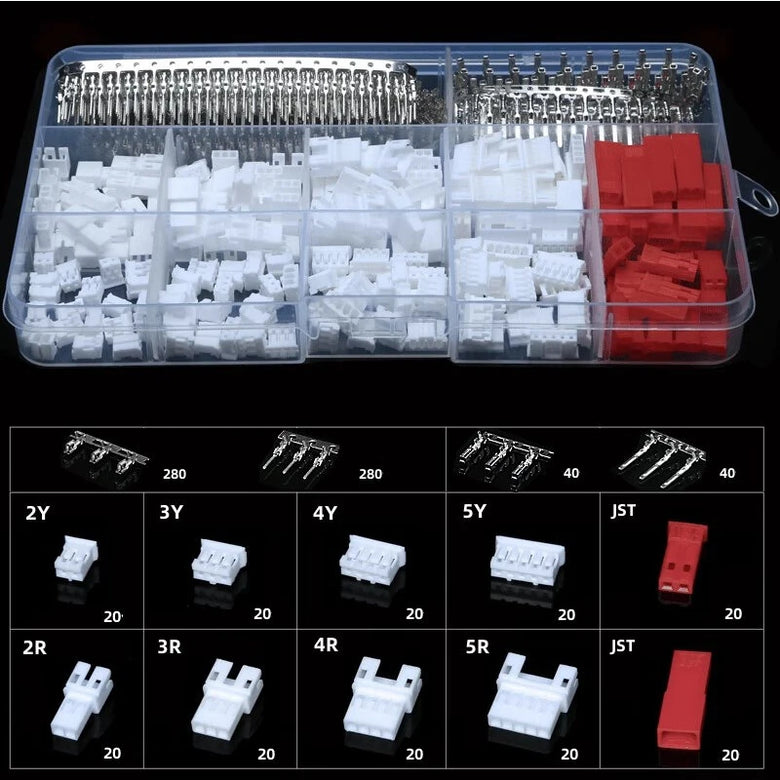 JST 840Pcs SYP PH 2.0mm Pin Connector Kit Plug and Play Male Female Housing Terminals for PCB RC LED DIY Projects