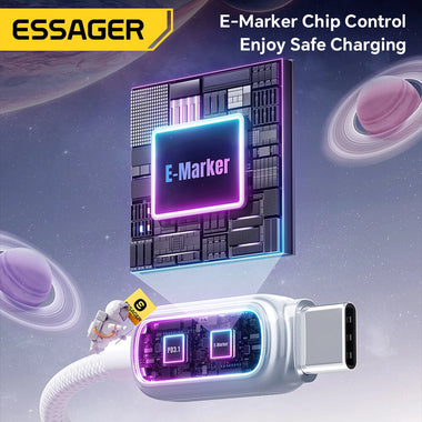 ESSAGER ES-X81 5A 100W Type-C to Type-C RGB Lighting Cable QC PD SCP FCP Fast Charging Data Transmission Thickened Copper Core Line 1M/2M Long for iPhone 17 17Pro 16 Pro Max 15 for Huawei Mate XTs for OPPO for VIVO