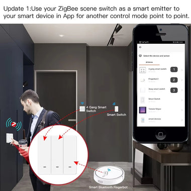 MOES Tuya ZigBe Wireless 9 Scene Switch Push Button Battery Powered Transmitter Smart Life App Automation 1/2/3 Gang Smart Home Scene Switch