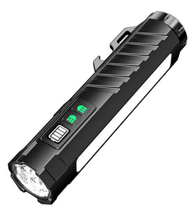 BIKIGHT LY-908 Multifunctional Aluminum Alloy Flashlight with RGB Side Lights Red LEP Pointer 3000mAh Magnetic Tail Type-C Rechargeable Smart Display for Outdoor Camping Emergency Lamps