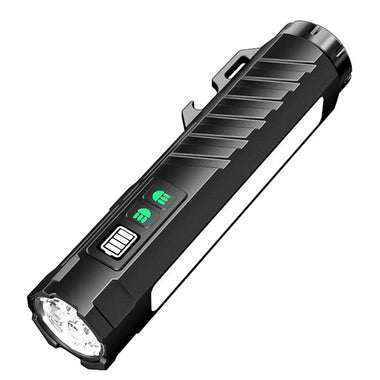 BIKIGHT LY-908 Multifunctional Aluminum Alloy Flashlight with RGB Side Lights Red LEP Pointer 3000mAh Magnetic Tail Type-C Rechargeable Smart Display for Outdoor Camping Emergency Lamps