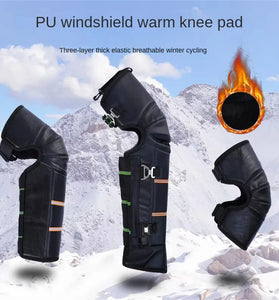 Winter Motorcycle Leggings Guard Warm Windproof Knee Pads Adjustable Strap Cycling Riding Thickened Leg Warmers