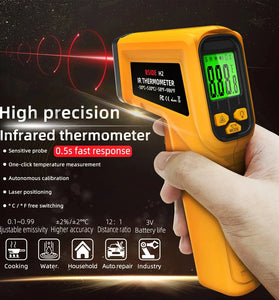 BSIDE H2 Infrared Laser Thermometer -50 to 530 High Precision Non-Contact 12:1 Ratio Adjustable Emissivity LCD Backlit Display