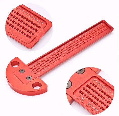 T-Square Ruler Aluminum Alloy Anodized Finish 1/32 Inch/1MM Precision Hole Spacing Ergonomic Design for Craftsman