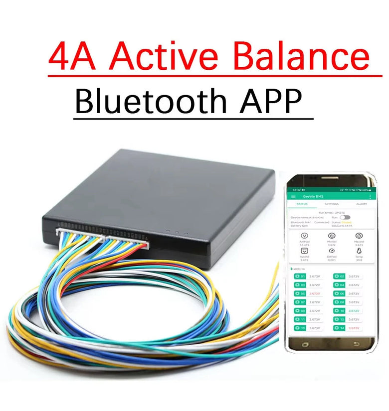 Smart 4A Active Balancer 1mv 4A DC25-100V 2S to 24S Lithium Lifepo4 LTO Battery Equalizer Bluetooth APP Energy Transfer Board