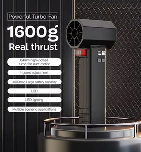 Turbo Fan TF64 64MM Brushless Motor with 4000mAh Rechargeable Battery High Thrust Air Blower LED Light Multi-Speed Adjustment