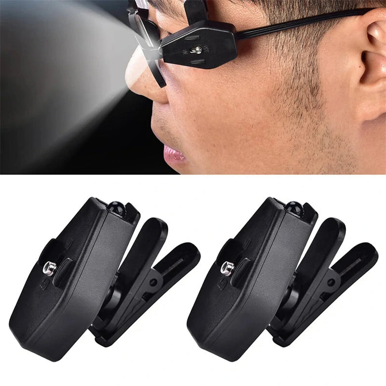 BIKIGHT Mini Flashlight Glasses Reading Lamp Eyeglass Clip Lantern Adjustable Universal Eyeglasses Lamp Flexible Book Reading Light Cap