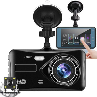1080P HD Driving Recorder with 4-inch IPS Touch Screen Aluminum Alloy Material Front and Rear Dual Recording Dash Camera