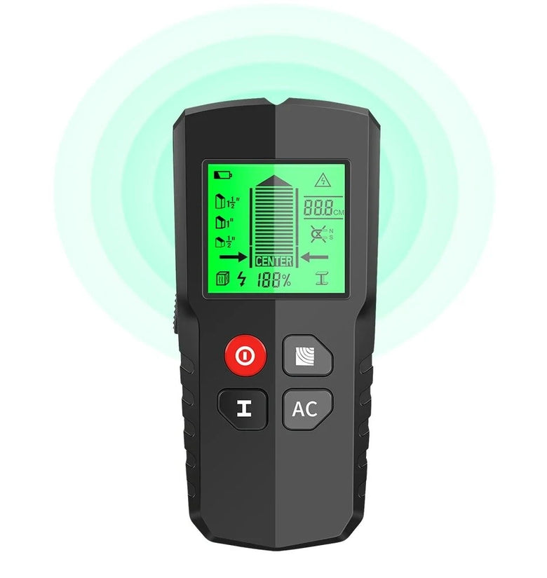 5-in-1 Stud Finder Wall Scanner with Backlit Display - Accurately Detect Wood Metal Studs Live AC Wires Enhanced Depth Detection Essential Tool for Home Improvement and Construction