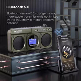 SANSUI F28 Dual Speaker Wireless bluetooth Radio with Bass Diaphragm Digital Display Support U Disk TF Card Headphones Playback Rechargeable FM Music Player Radios