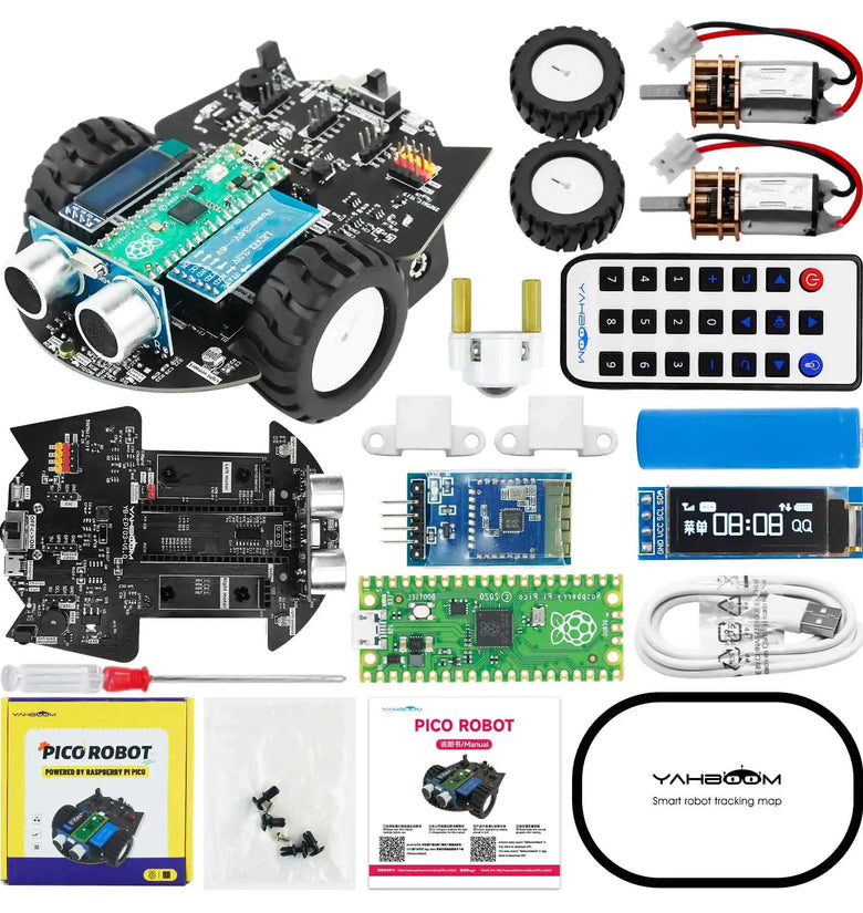 Yahboom Raspberry Pi Pico Robot Car Kit Programmable Car Support MicroPython Programming for Student DIY Electronic Project Raspberry Pi